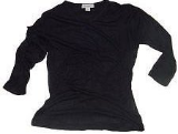 Women's Black 3/4 Sleeve V-Neck Shirt